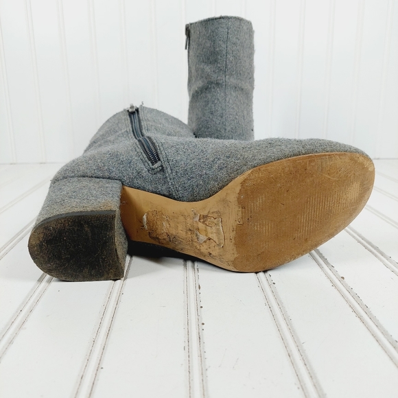 Nine West Qualner Grey Fabric Round Toe Block Heel Ankle Boots H897 - Picture 8 of 13